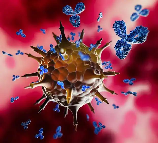 Detailed Render of Virus with Antibody 3D illustration