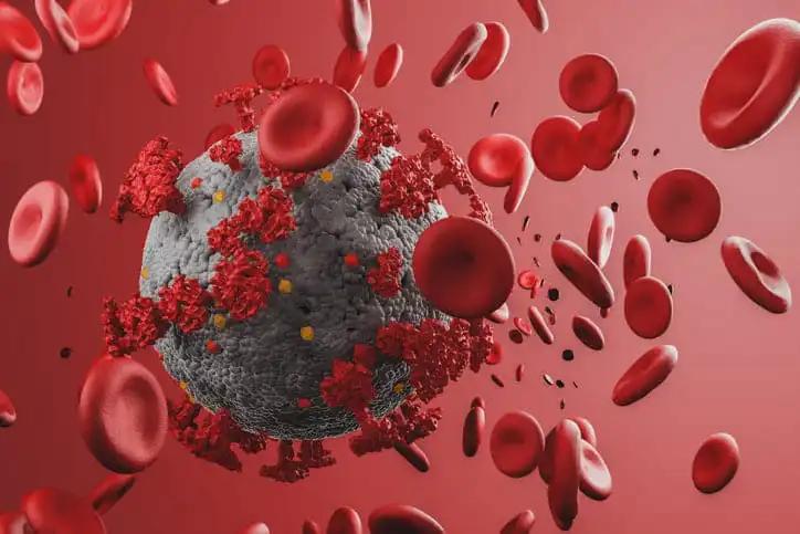 3D illustration of Virus Bacteria Detected From Blood Cells