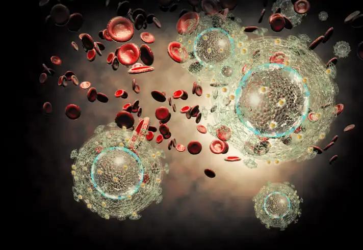 3D illustration of HIV Aids Virus Cells