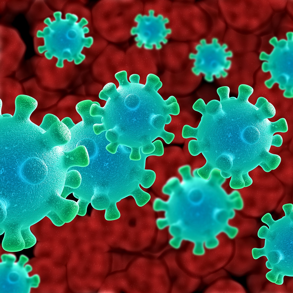 3D Rendering of Ovarian Cancer Virus Cells