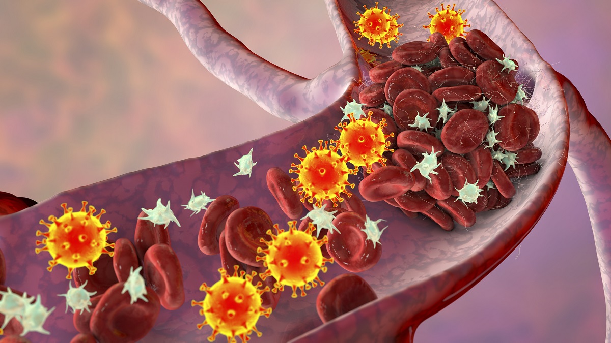 3D illustration of Particles and Activated Platelets in Blood Stream